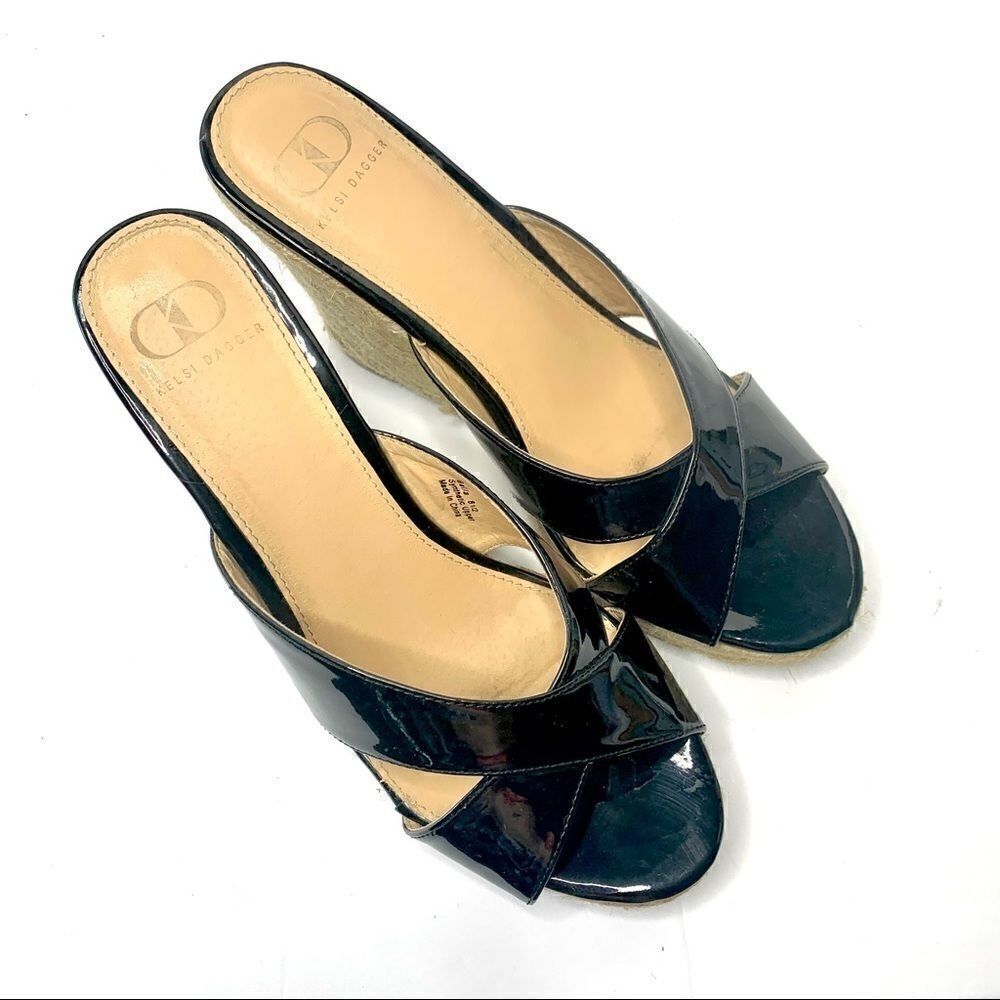 Kelsi Dagger Black Patent Wedge